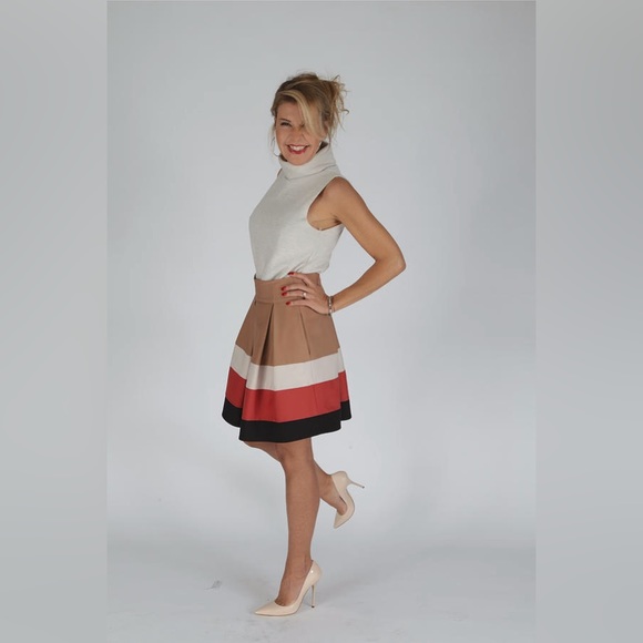 Zara - Color Block Flare Midi Skirt - Picture 6 of 6